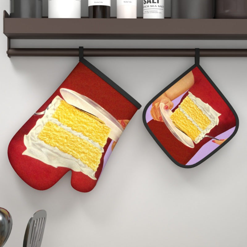 Heat Resistant Oven Mitts and Potholders Set - Perfect for Afternoon Tea, Dessert Cakes, and Kitchen Decor - Ideal for Cooking, Grilling, Baking, and as a Holiday Gift - Size: 26.92 x 17.02 cm - Includes 2 pieces