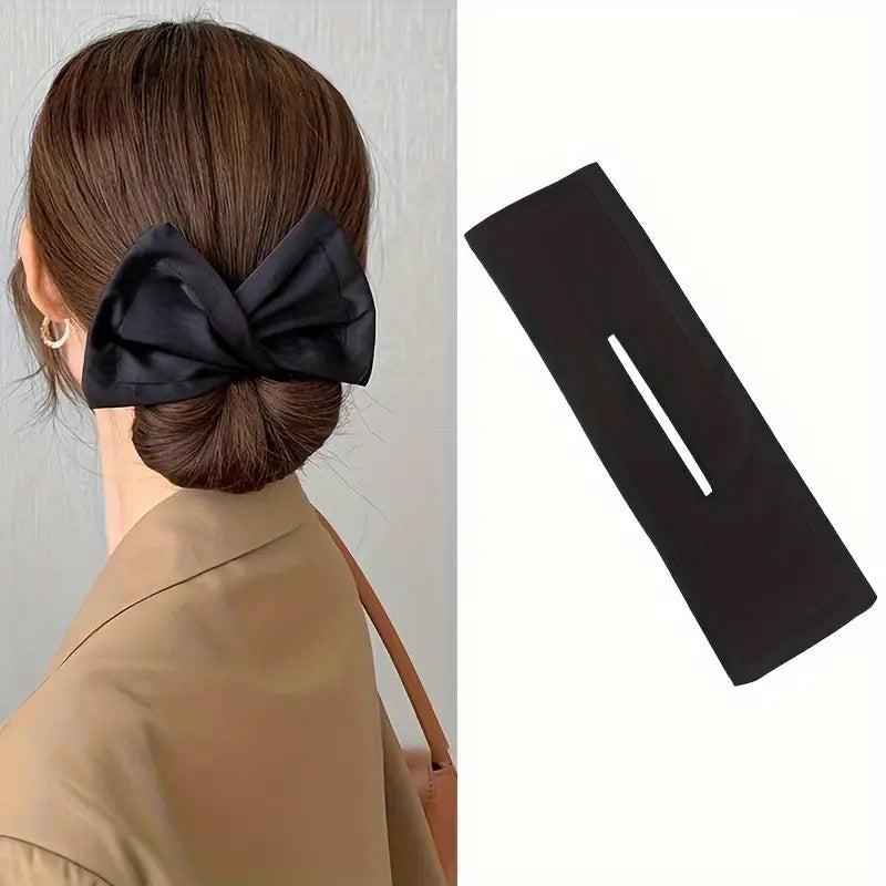 Bohemian bun maker headband with French curling iron for lazy hair styling. Made of polyester fiber with rotating twist reel for easy use. Bohemian hair accessory.