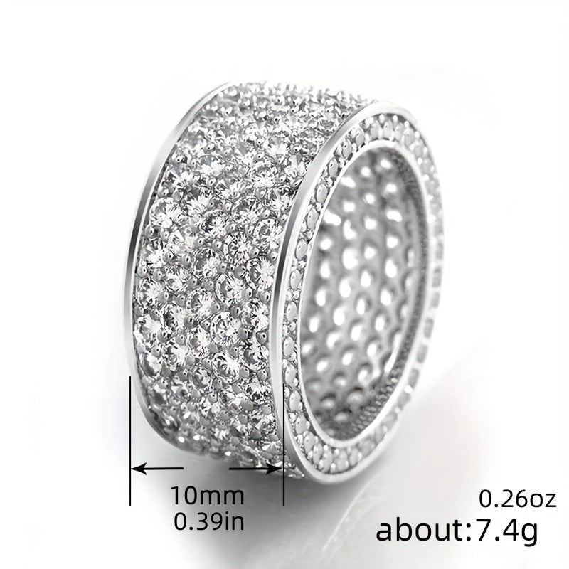 Stylish Y2K Luxury Hip-hop Ring with Wide Micro-set Zirconia Stones, Perfect for Everyday Wear, Special Occasions, and Unisex Couples. Ideal for Engagements and Weddings. Complete Your Look with this High-end Jewelry Accessory.