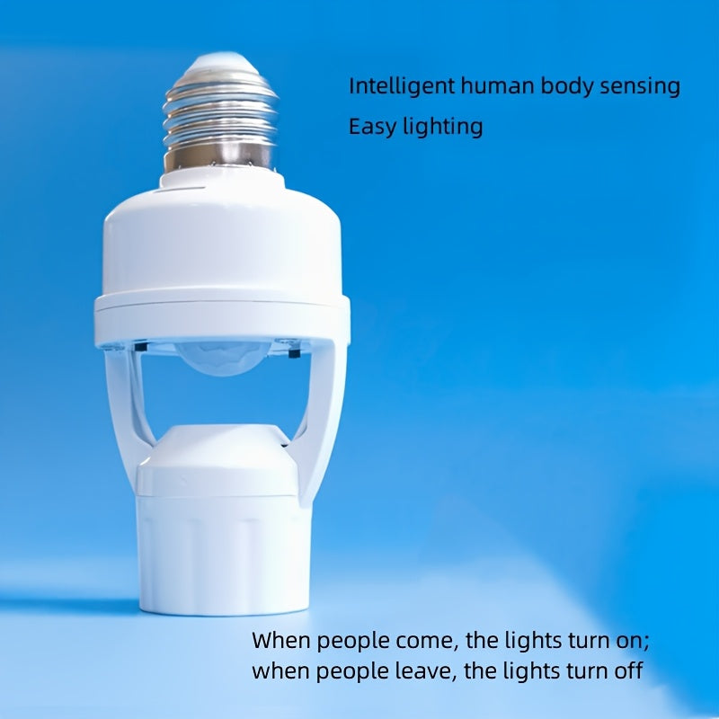 1pc E27 Motion Sensor Light Bulb Holder, AC 85-265V Hardwired Indoor Human Body Induction Adapter, 110V/220V Compatible, No Battery Required.