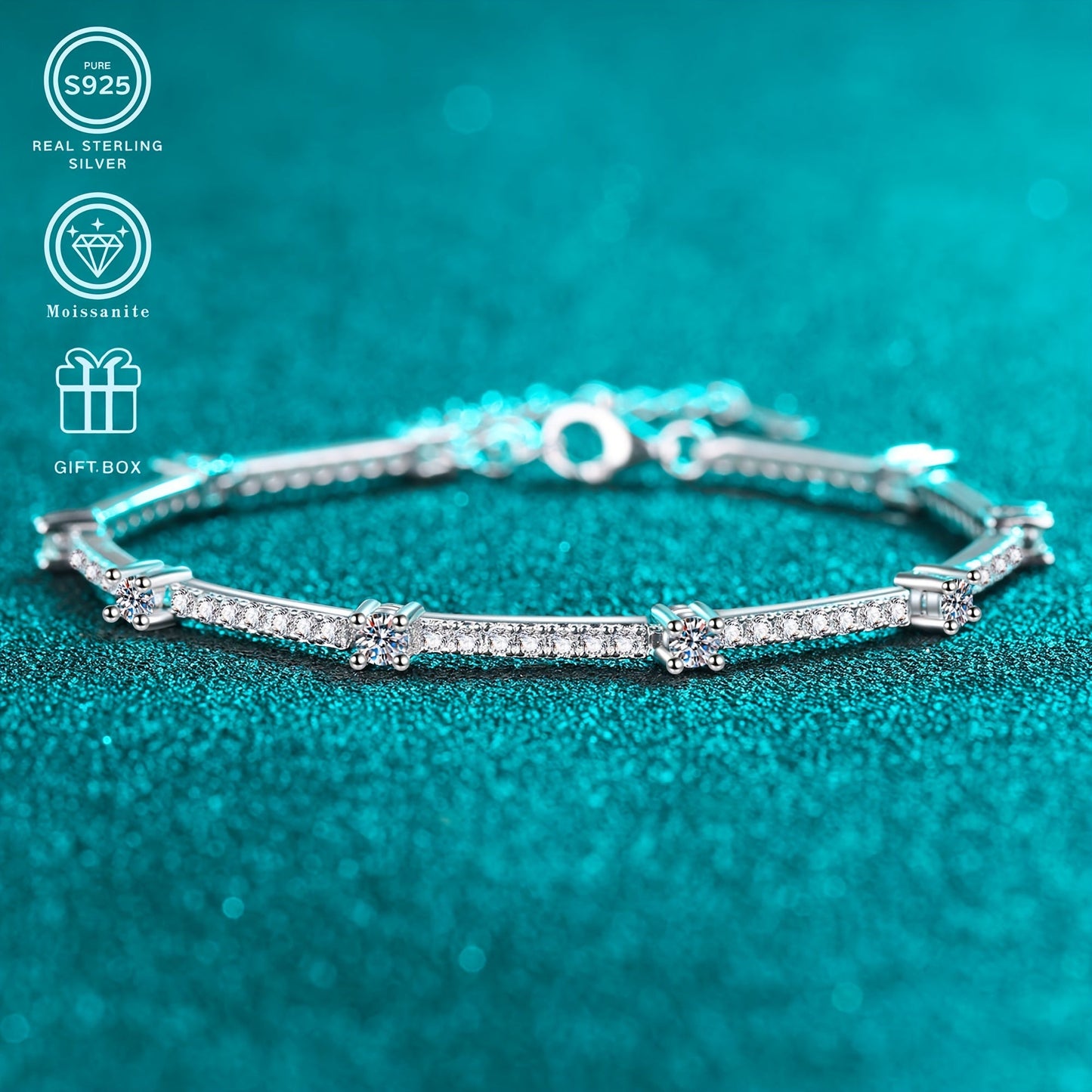 This elegant 1pc S925 pure silver bracelet features a stunning 1.67ct moissanite stone, weighing approximately 5.7g. Perfect for daily wear, as well as for special occasions such as dating, parties, and banquets. An ideal birthday gift for friends, or a