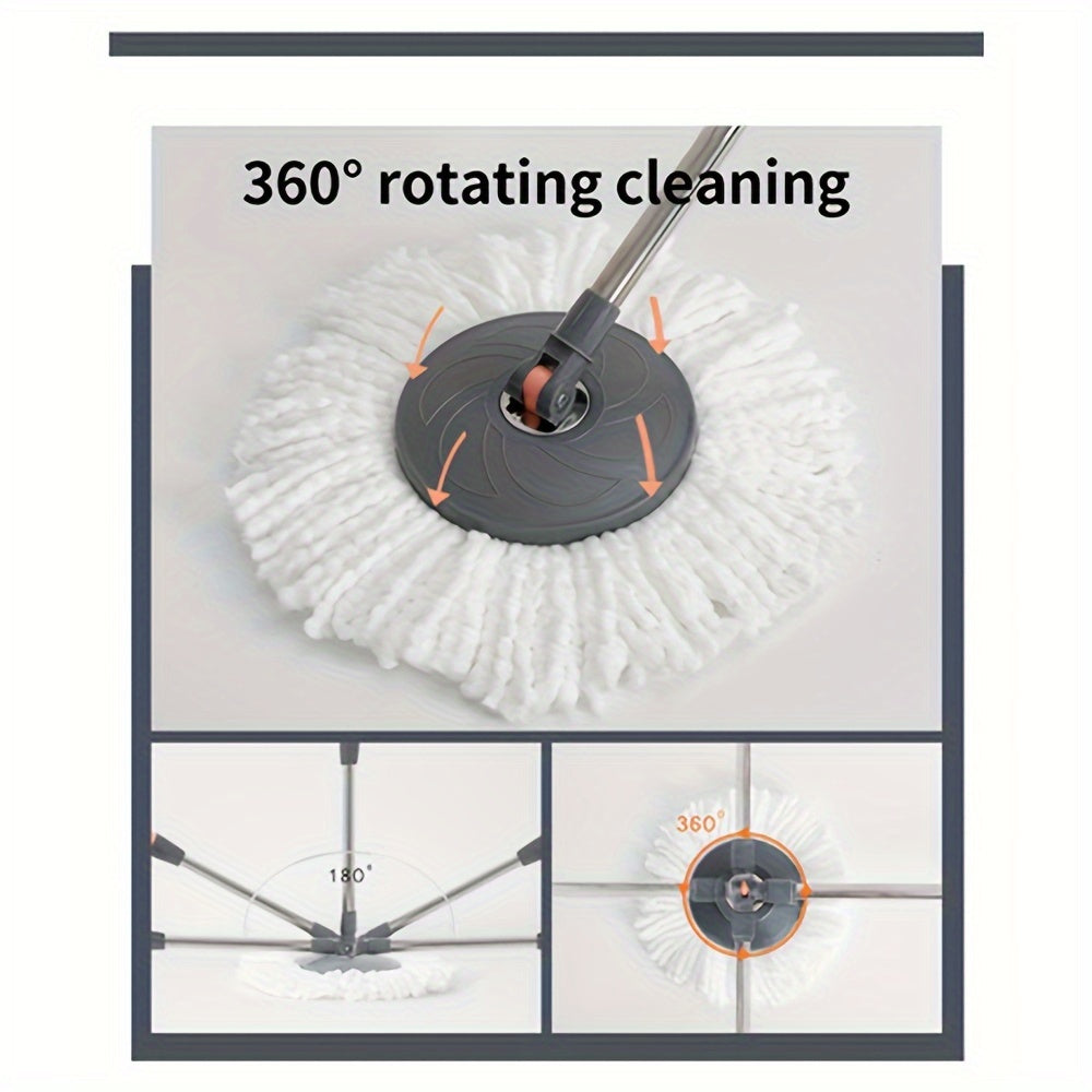 Household Rotating Floor Mop and Bucket Set - 1 Set, Carry-free Mop for Dusting, Dry and Wet Use, Perfect for Family, Kitchen, Bathroom Floors, Cleaning Supplies and Tools.