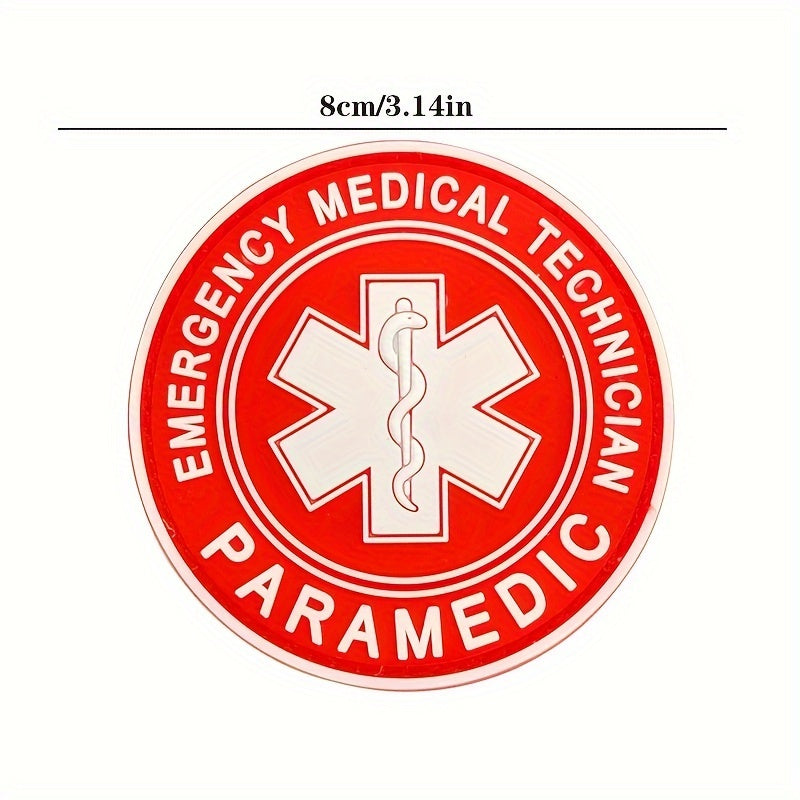 Paramedic PVC Rubber Badge featuring the Star of Life - A soft and durable first aid emblem perfect for attaching to backpacks and clothing.