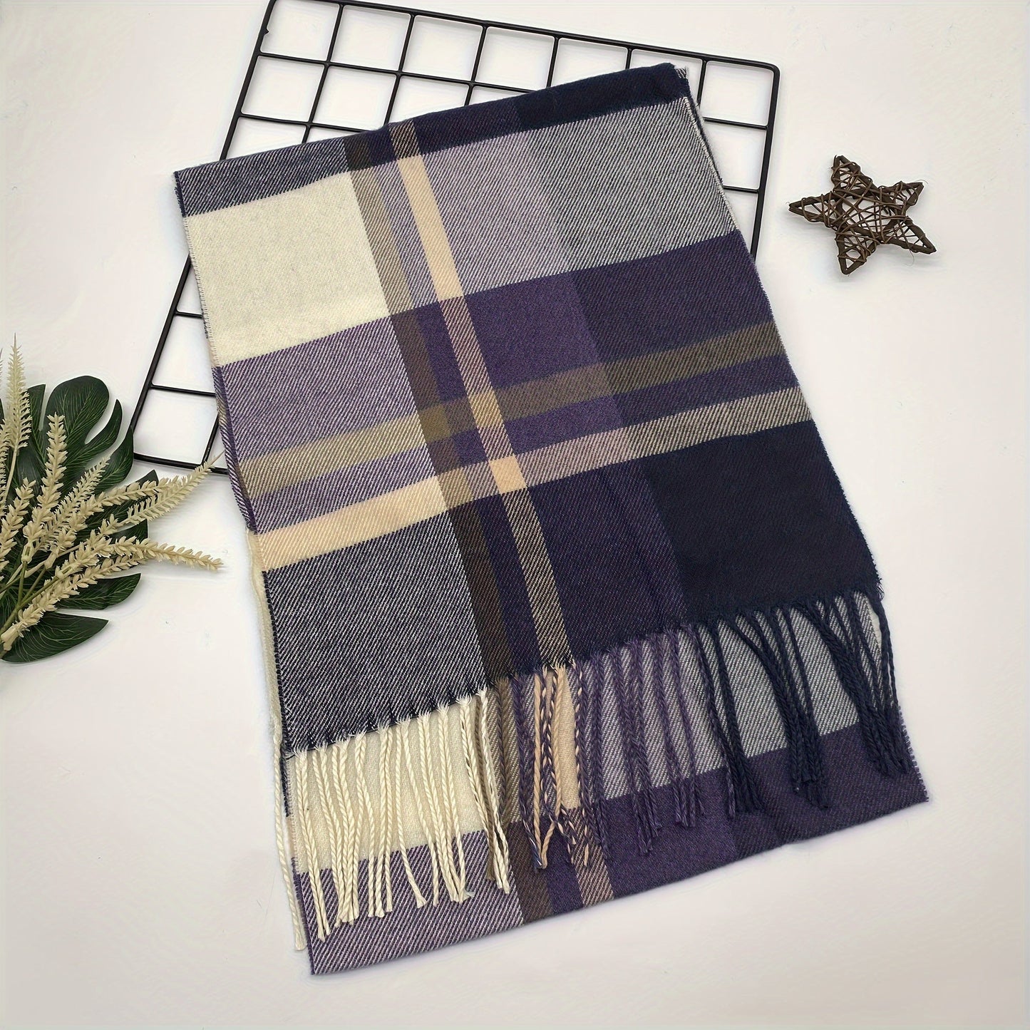 Stylish Plaid Scarf for Men and Women, Perfect for Fall and Winter Seasons