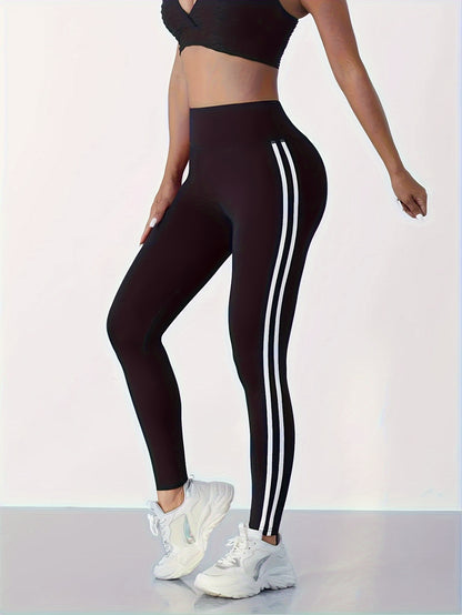 High-waisted slim sports leggings for women, ideal for 2024 Spring and Autumn, suitable for yoga and fitness.