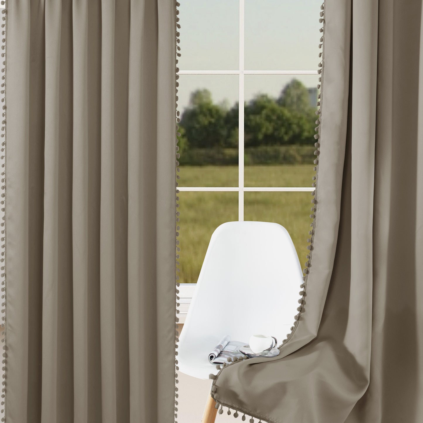 1 thermal insulated blackout curtain panel suitable for study, living room, and kitchen. This decorative curtain features a rod/pole pocket design for added privacy and energy efficiency.