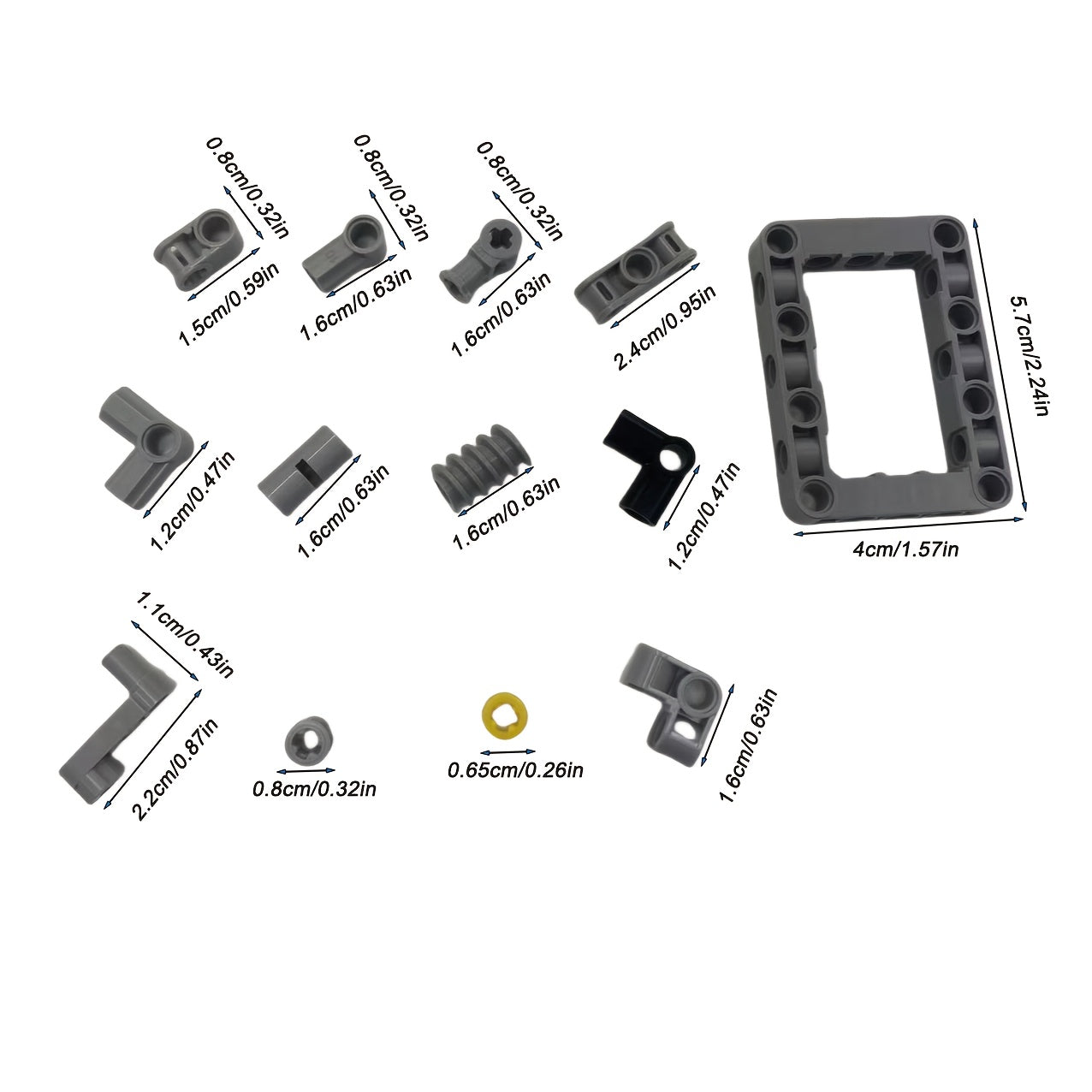 Building block accessories and technology components: 6536, 32013, 32039, 32184, 32014, 62462, 4716, 33299, 6590, 32123, 44809, 64179.