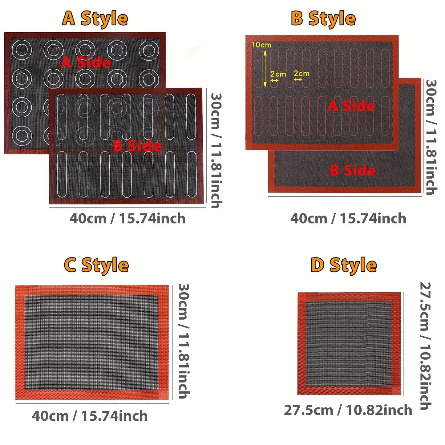 Collection of Hollow Baking Mats with Black Background