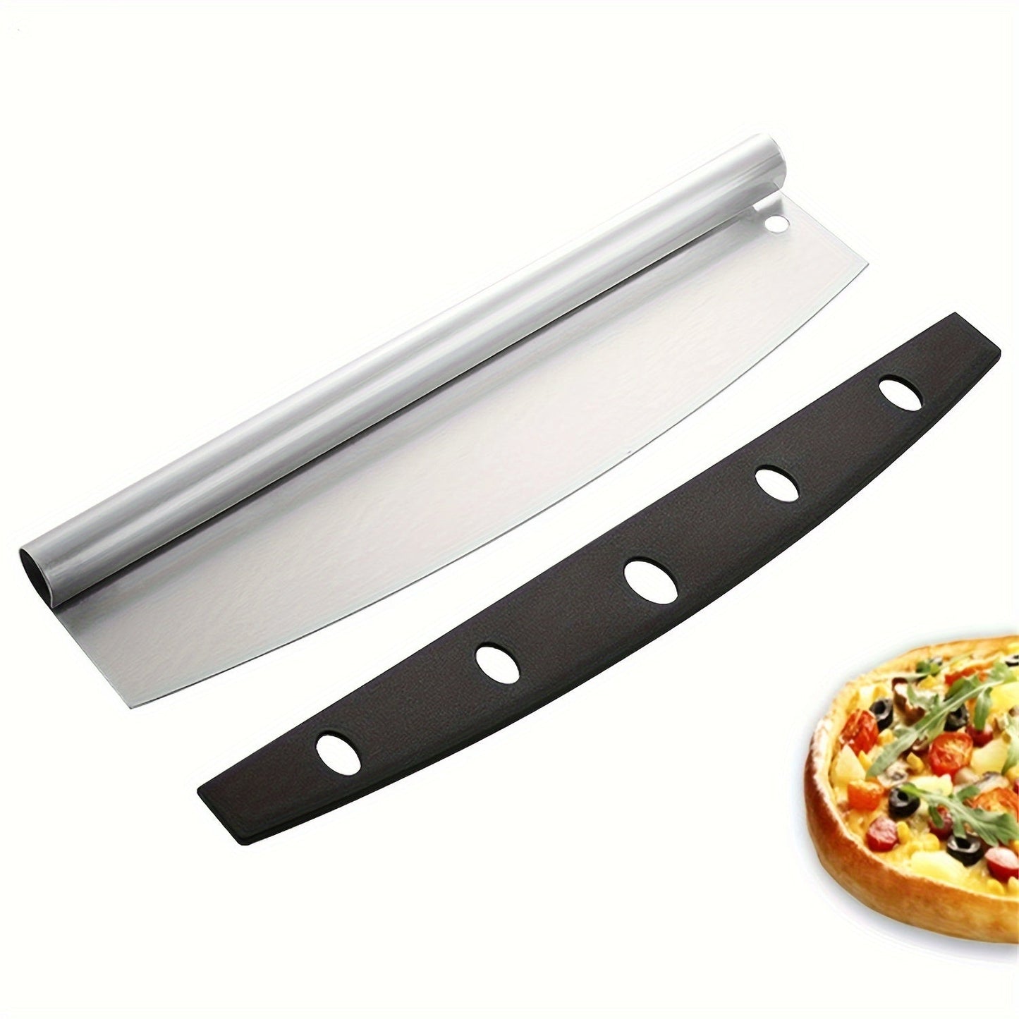 Pizza tools set made of top-grade stainless steel 304, including pizza shell, wooden handle pizza crust, spatula, and knife, suitable for both indoor and outdoor ovens.