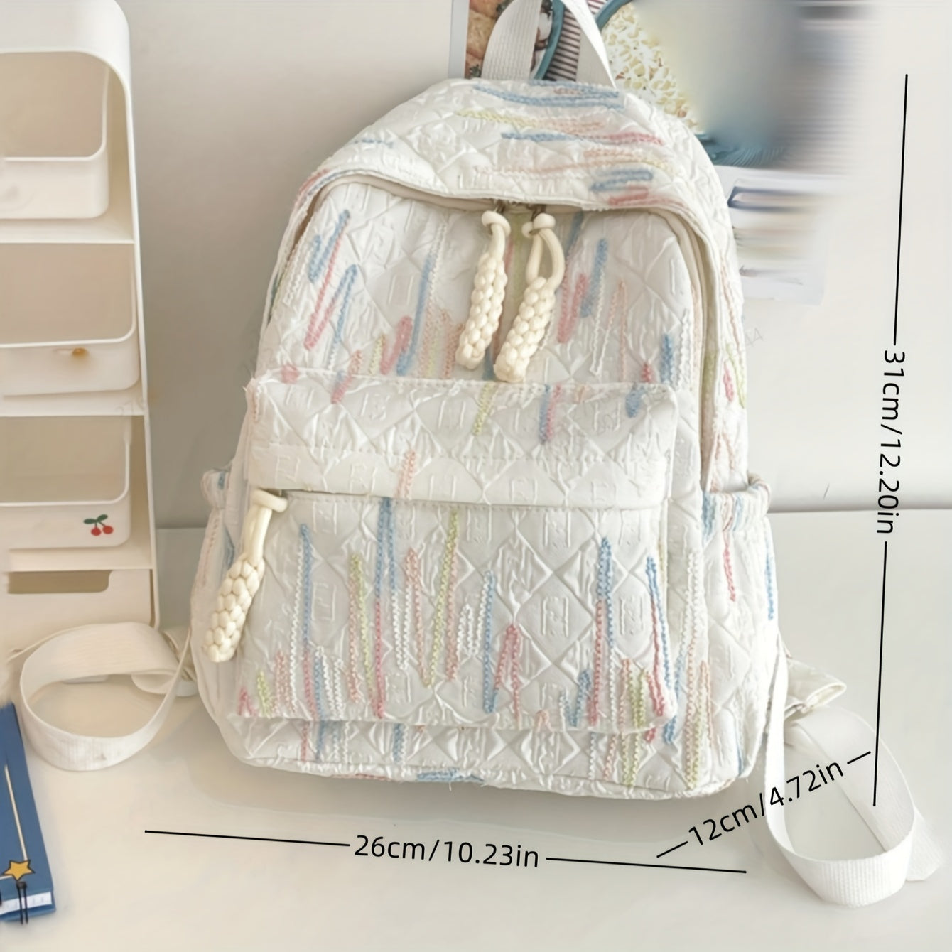 Nylon backpack for students, suitable for school, college, and outings. Ideal for teen girls, women, and college students. Perfect for back to school and travel.