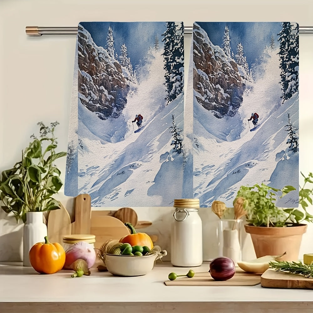 2 pieces of ultra soft kitchen towels featuring the enchanting beauty of a hidden waterfall. These highly absorbent dish hand towels are perfect for holiday decor. Machine washable and measuring 16x24 inches. Item number: 2KYSYS1218494