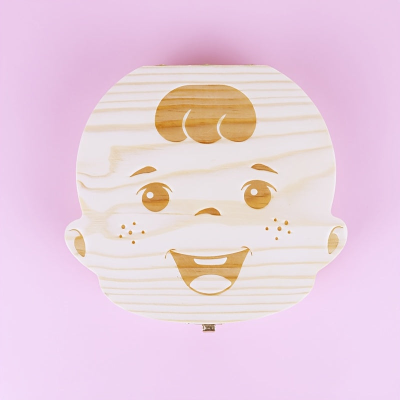 Youngsters Keepsake Box made of natural wood, complete with compartments for storing baby teeth and umbilical cords. A perfect way to preserve memories from a child's first years. Makes an ideal Christmas gift.