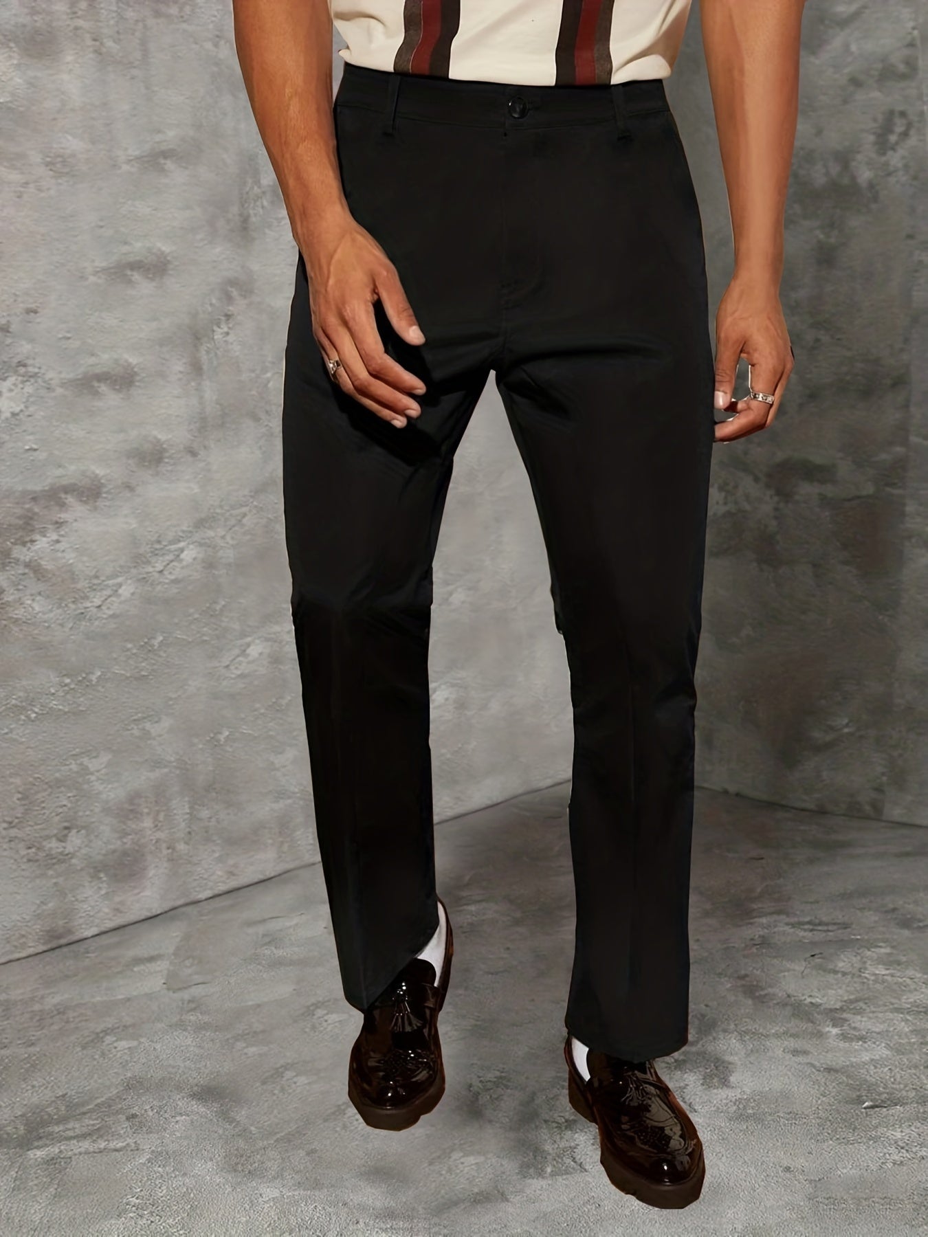 Men's classic solid pants for casual business in plus sizes.