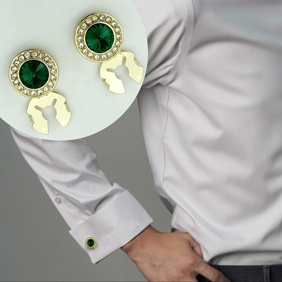 Stylish Set of 2 Button Covers - Shimmering Rhinestone Cufflinks for Both Men and Women, Suited for both Formal and Casual Outfits, Great for Gifting on Special Occasions