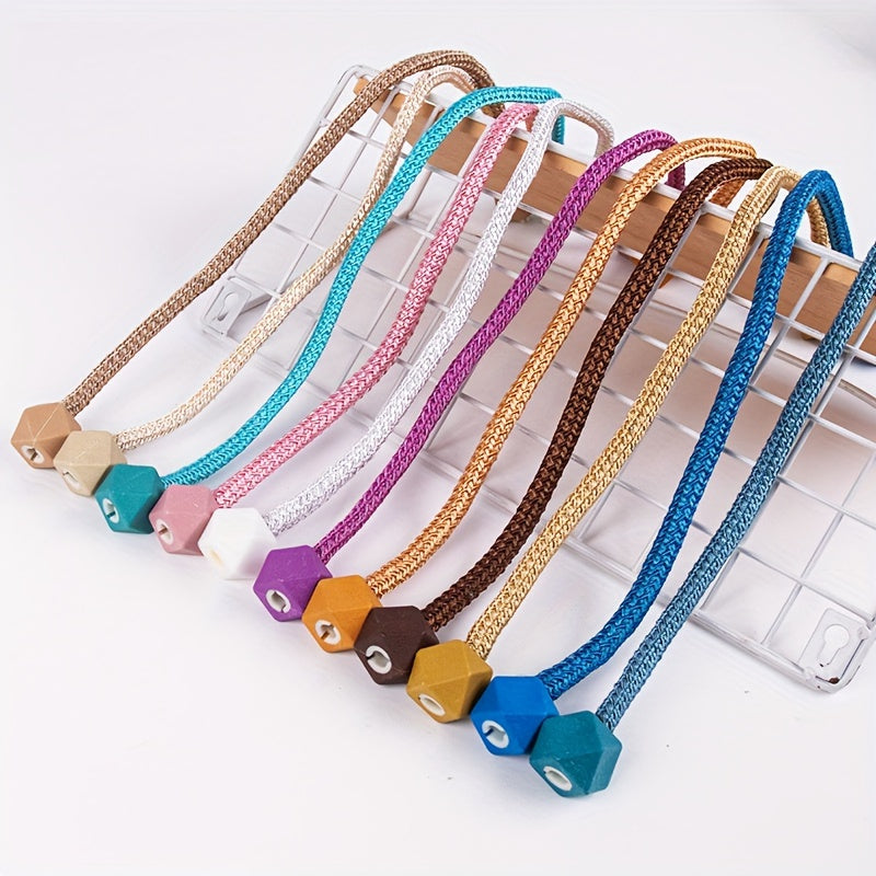 Modern Minimalist Curtain Tieback Set - Plastic Magic Cube Clips in Blue, Pink, Peach, and Brown - Stylish and Functional Window Drapery Holders for Home Decor and Living Room Curtains