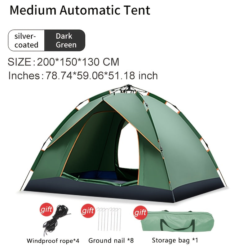 Portable dome tent for 2-3 people with mosquito netting, fiberglass poles. Perfect for family camping and outdoor adventures. Easy setup, all-season use. Durable white polyester fabric.