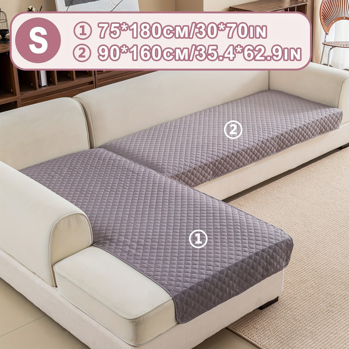 2 durable L-shaped sofa protectors for both left and right sofas, machine washable.