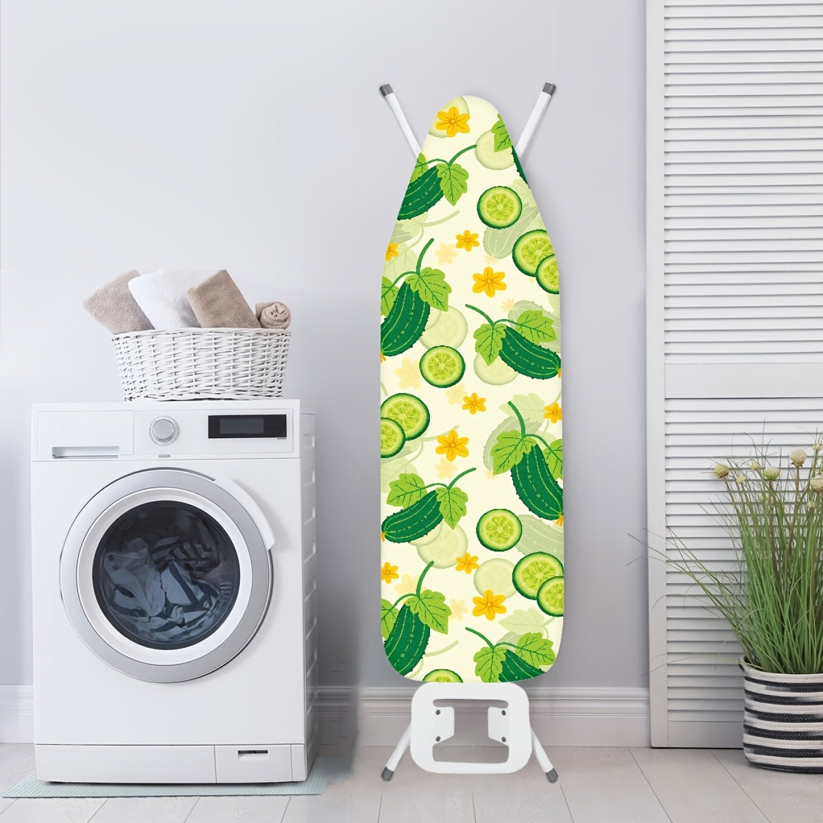 Give your ironing board a fresh look with the colorful Fruit Prints Ironing Board Cover & Pad. Featuring a thick padding, measuring 38.1x137.16 cm, and an elastic edge for a secure fit, this cover is also stain resistant and offers protective properties.