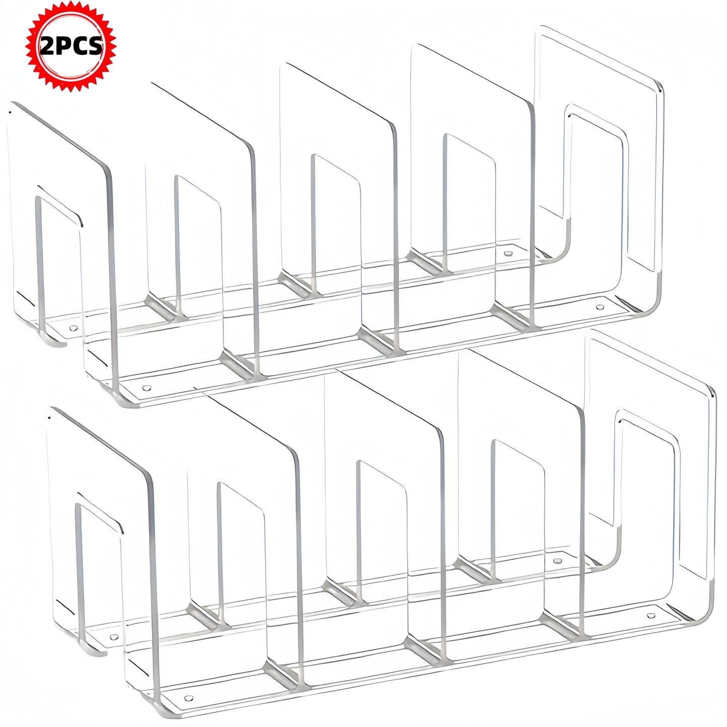 Clear acrylic locker divider organizer 4-pack for home, office, dorm - versatile storage separators for cabinets, bathrooms, workspaces.