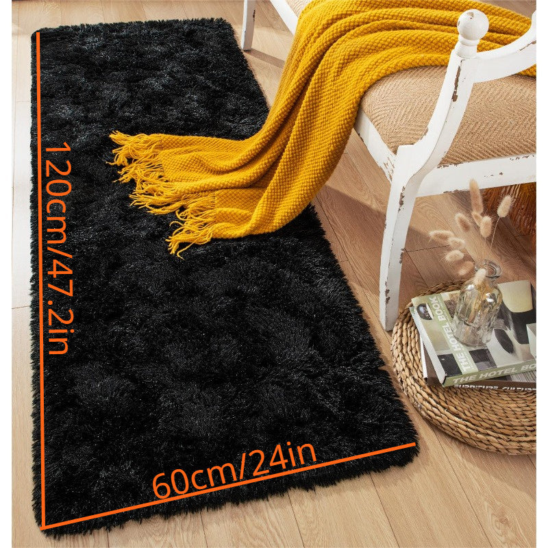 Soft and Fluffy Black Area Rug for Bedroom, Super Cozy Shaggy Carpet, Modern Plush Rug for Living Room or Dorm, Non-Slip Fuzzy Rug for Stylish Room Decor