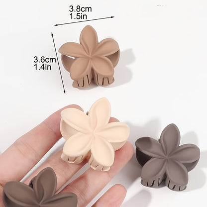 Set of 4 small milk tea color hair claws, perfect for daily wear, lightweight and comfortable.