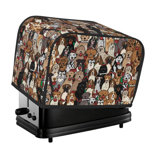 This toaster cover has a cute cartoon dog design with animal elements, perfect for protecting your appliance from dust and fingerprints. It's machine washable and fits a two-slice toaster, making it a convenient and easy-to-clean kitchen accessory.