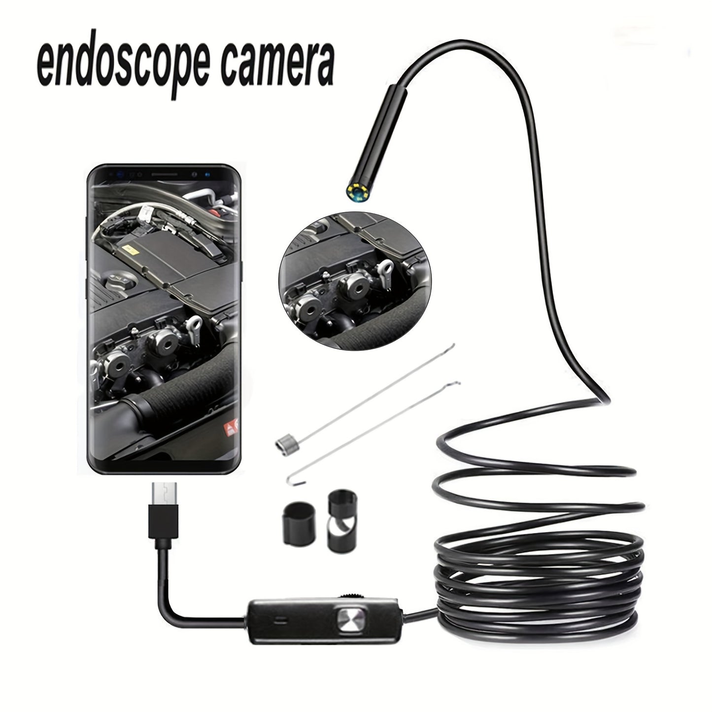 Industrial endoscope camera with 5mm/0.196in diameter for Android phones, ideal for pipeline detection, automotive repair, visual inspections, and air conditioning maintenance, with 1-10m