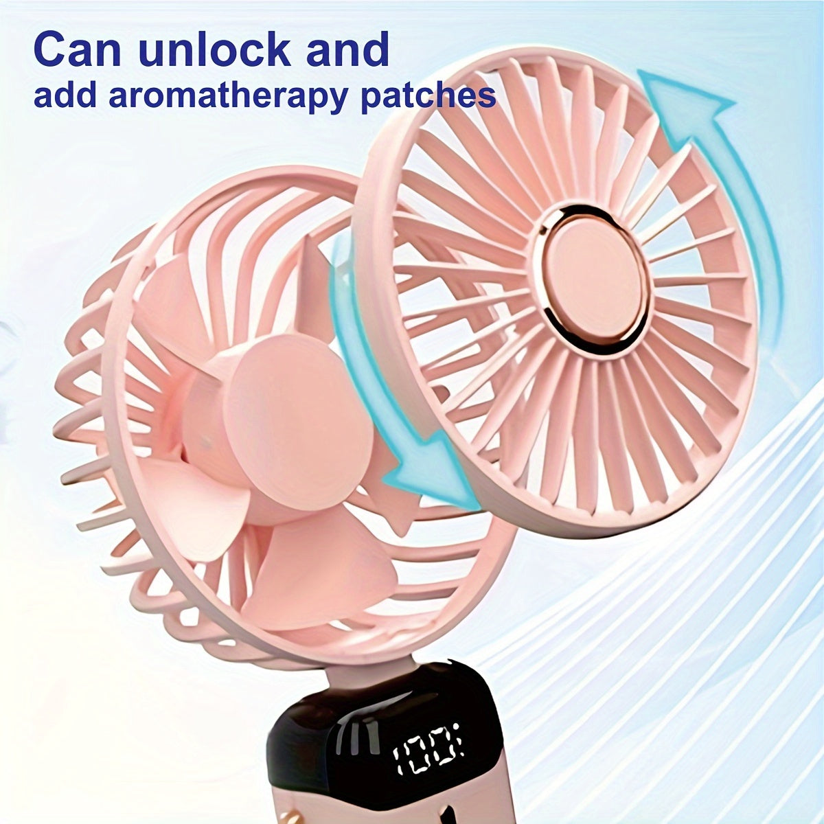 Compact 5-Speed Mini Fan equipped with LED Display, Powerful Airflow, Collapsible Neckband, Convenient Button Operation, Rechargeable via USB with 1200mAh Lithium Battery, Durable ABS Construction, Stylish Painted Finish, Wearable Fan for Indoor and