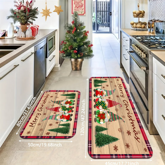 Decorate your home for the holidays with our Christmas-themed rug pad. Made from soft polyester flannel velvet, this rectangular floor mat is lightweight, machine washable, and features a non-slip PVC backing. The low pile, flat woven design is perfect