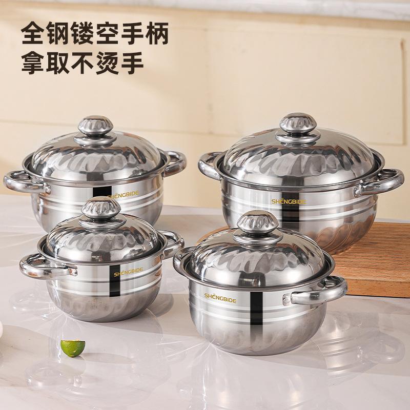 Cross-border supply stainless steel soup pot eight-piece pot suit gift kitchen pot household small pot set wholesale