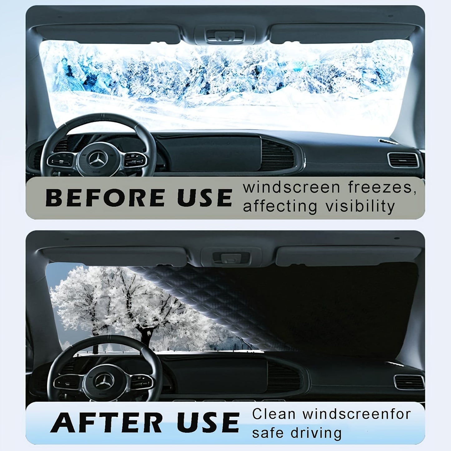 Windshield snow cover with magnetic frost cover for large cars, made of high strength Oxford fabric, easy to install.