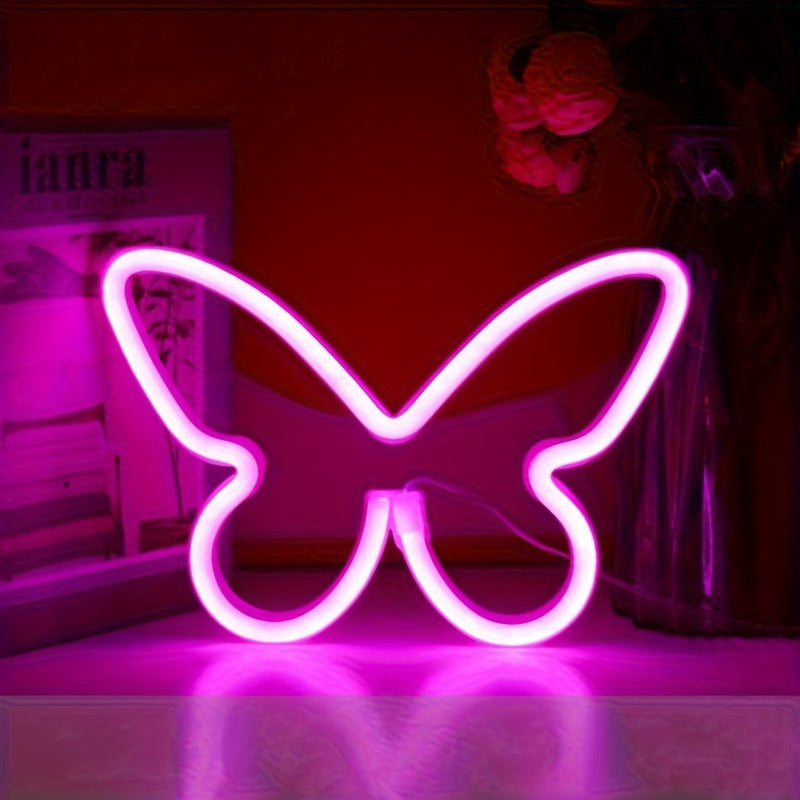 LED butterfly neon sign light for bedroom girls room decoration, USB/battery operated for parties and special occasions.