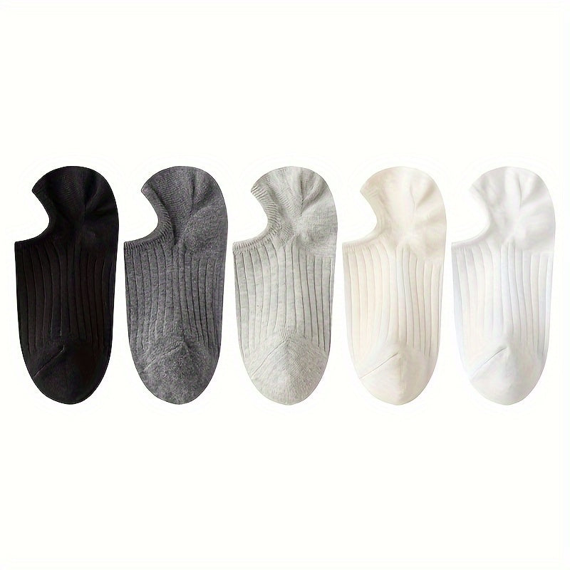 5 pairs of men's invisible socks that are comfortable, breathable, sweat-resistant, and anti-odor.