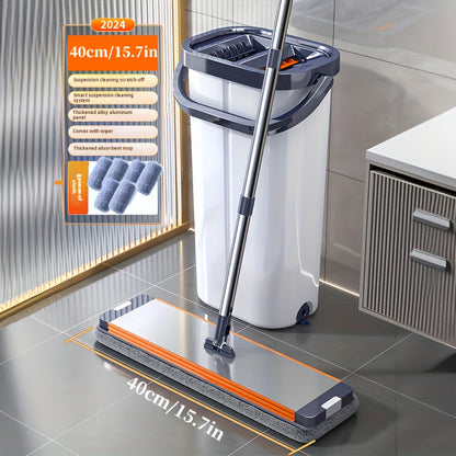 The Flat Squeeze Mop And Bucket Set is designed with a convenient Self-Cleaning System, making it effortless to use. Crafted from sturdy Metal, this manual cleaning system is perfect for all your home cleaning needs. From living rooms to bathrooms, this