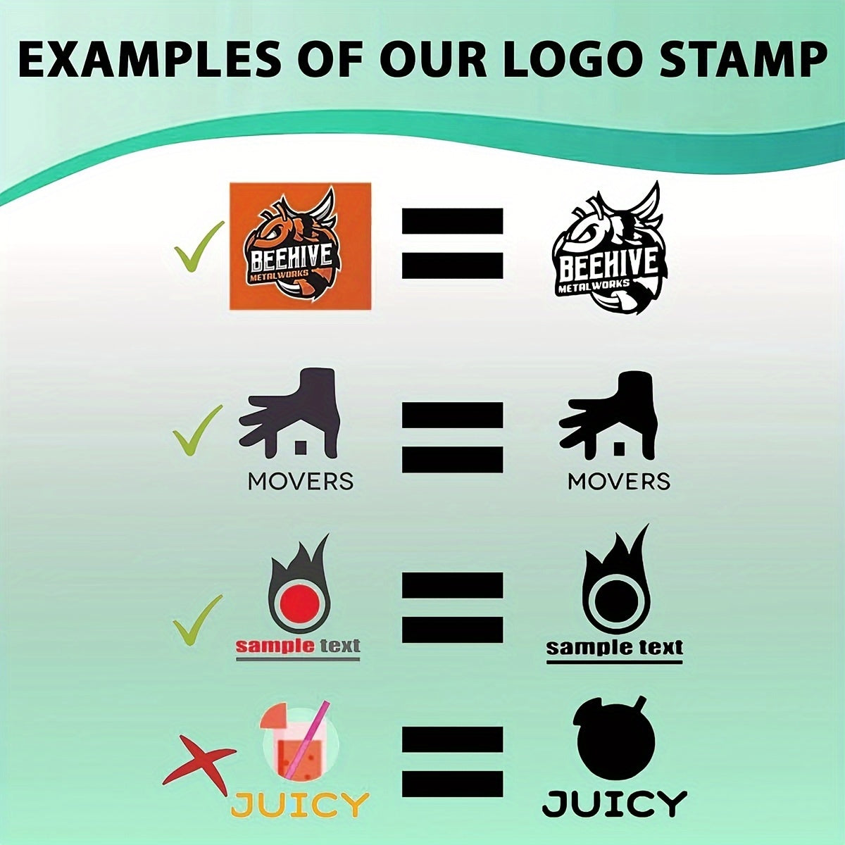 Customized self-inking stamp with personalized business logo and text.