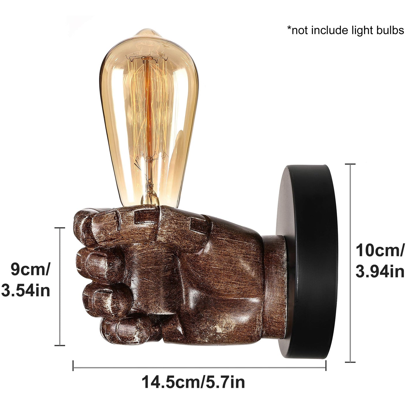 1 piece of Industrial Style Wall Lamp in the shape of a left and right hand fist made of resin, with E26 socket, perfect for celebrating Eid Al-Adha.