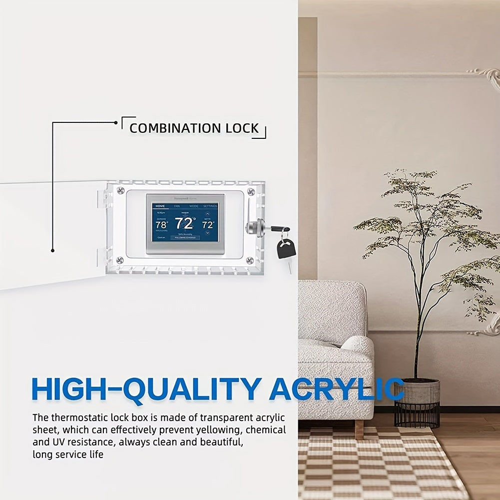 Transparent 1pc Thermostat Lock Box with Key for Security - No Power Required, Perfect for Heating & Cooling Systems and Air Purifiers