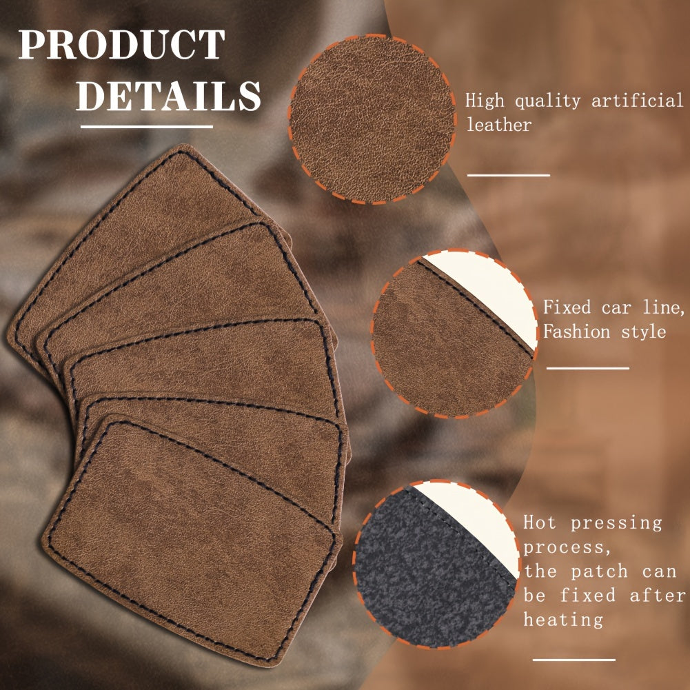 60 pieces of blank leather hat patches with adhesive, laser leatherette material in brown. These faux leather patches are perfect for hats, jackets, and backpacks. They come in multiple shapes and mixed styles, including round, oval, rectangle, and