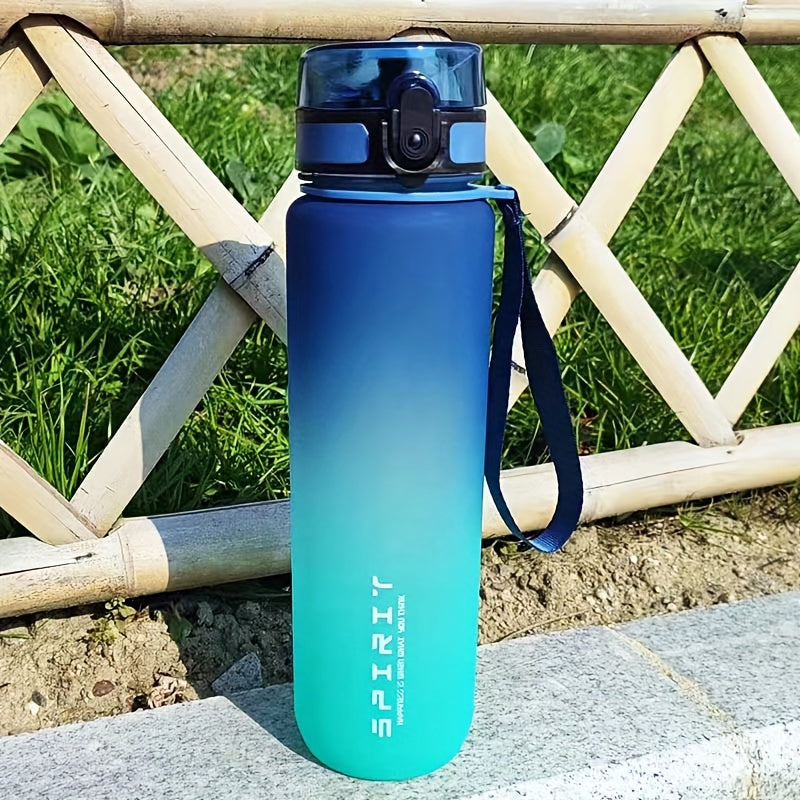 Large capacity water bottle with time scale, ideal for home and outdoor sports - BPA-free, portable and easy to drink from.