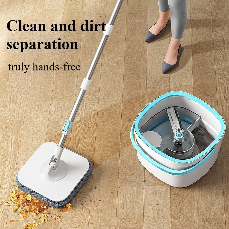 Get a hands-free spin mop with a washable, reusable pad. It comes with a stainless steel clean and dirt separation bucket and an easy wringing system for efficient floor cleaning in any room of your home.