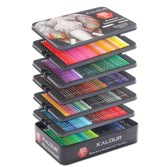 KALOUR 180 Color Luxury Iron Box Special Color Pencils with Art Drawing Special Color Lead