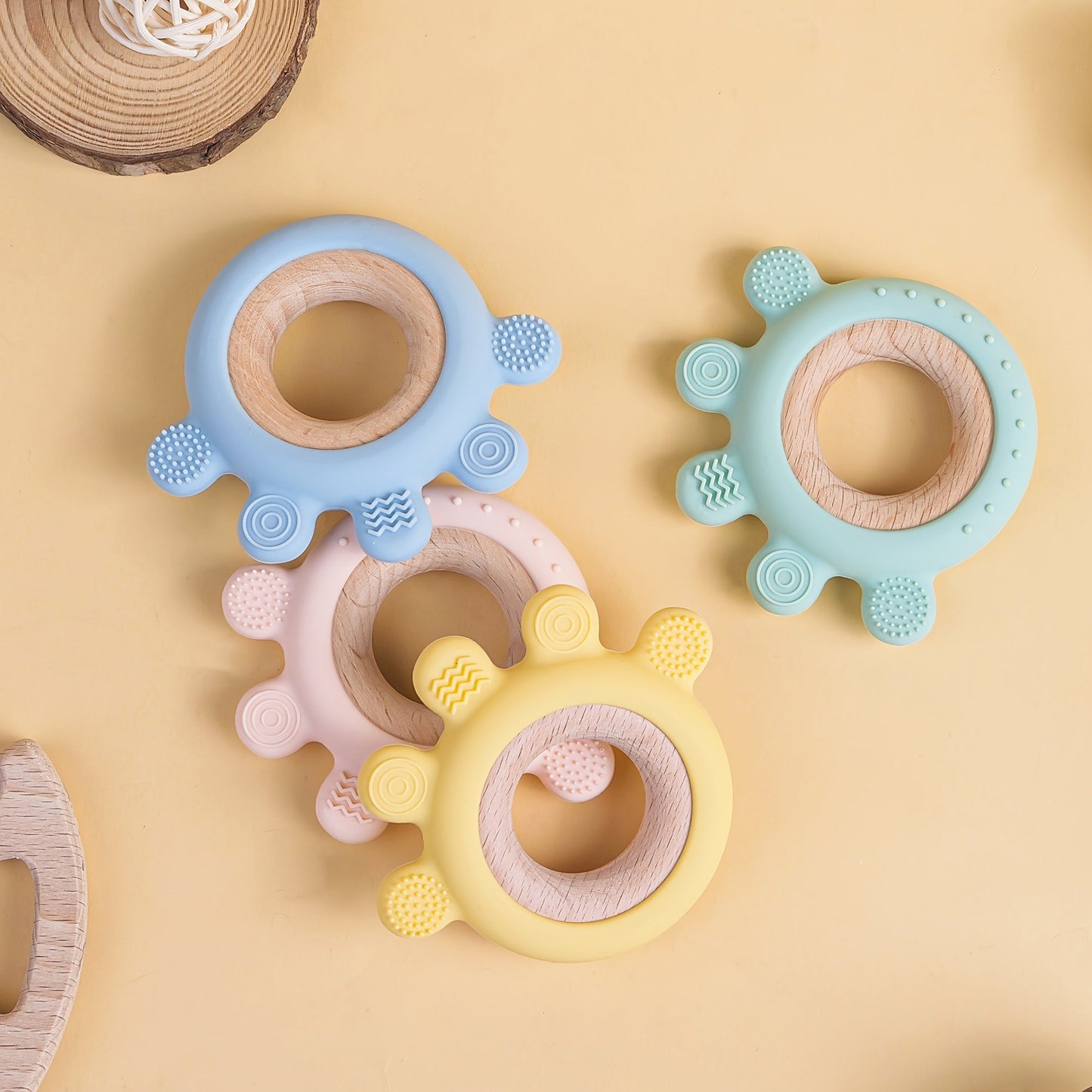 TYRY.HU Youngsters Teething Toy - BPA-Free Silicone Rudder with Wooden Ring, A Great Gift for Babies and Toddlers, Perfect for Holiday Celebrations and Baby Showers, by TYRY.HU