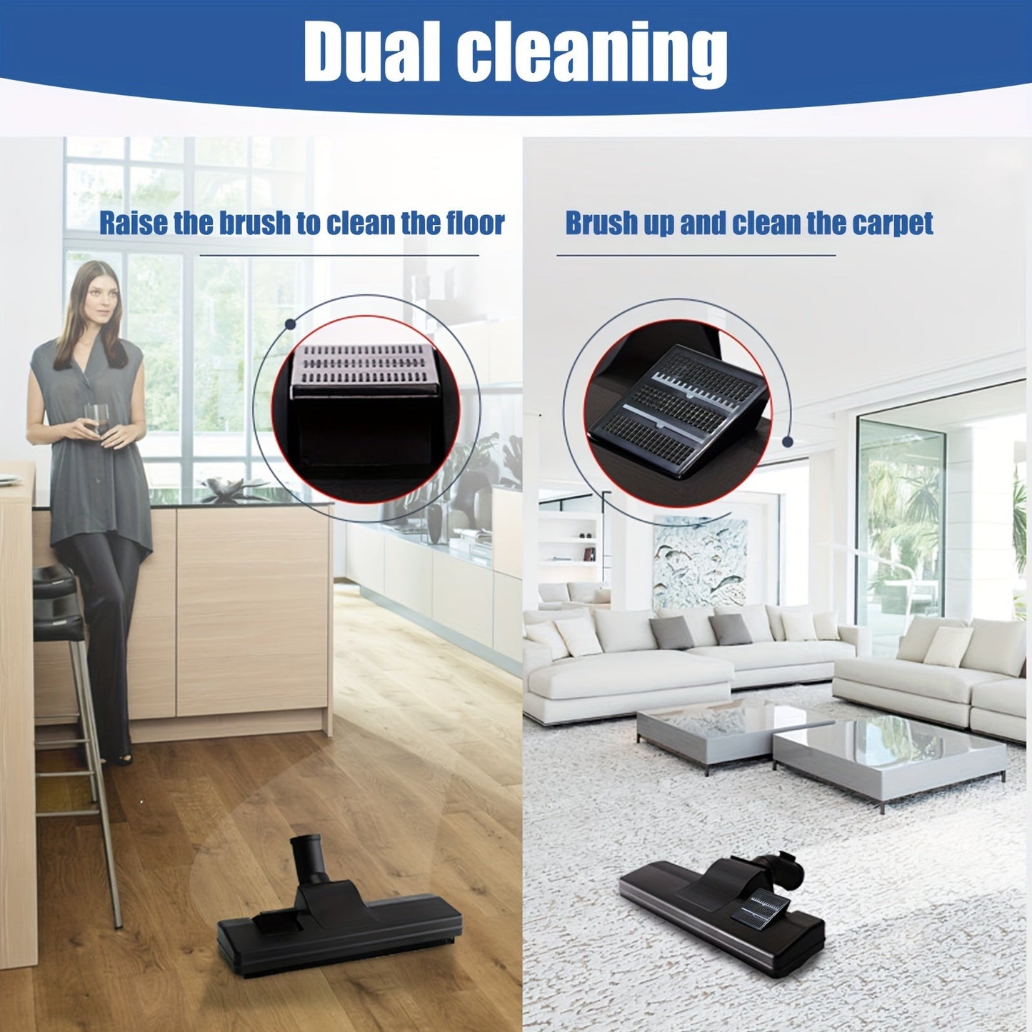 Convenient 2-in-1 Vacuum Cleaner Attachment Kit - Includes 32mm Dusting Brush Tool and Dual Function Floor Nozzle, Compatible with Most Household Vacuums, Made of Durable Plastic for Long-lasting Use