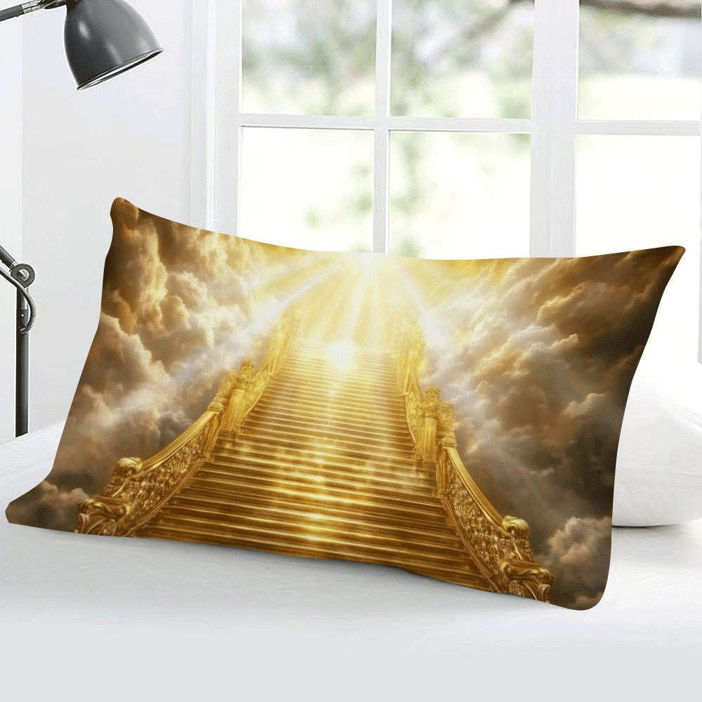 Heavenly Ladder Print Pillow Cover - 1 Piece, 50.8x30.48 cm, Made of Polyester, Machine Washable, Features Zipper Closure, Casual Style, Suitable for All Seasons, Movie Theme Design, Recommended for Back Sleepers, Perfect for Sofa and Living Room