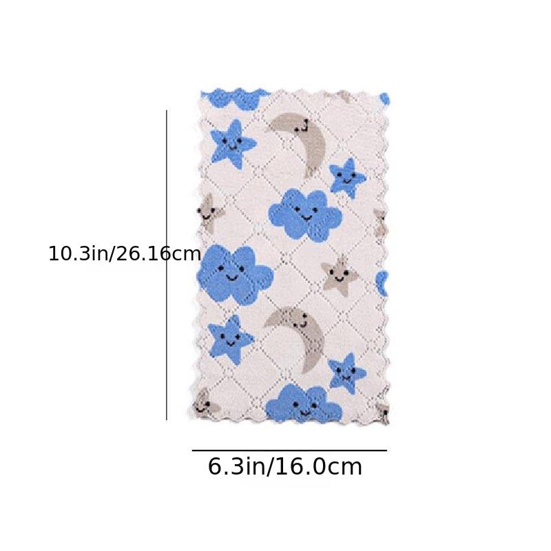 5 cute coral fleece kitchen rags for easy cleaning, double-sided and thickened for use as a table cloth in the kitchen.