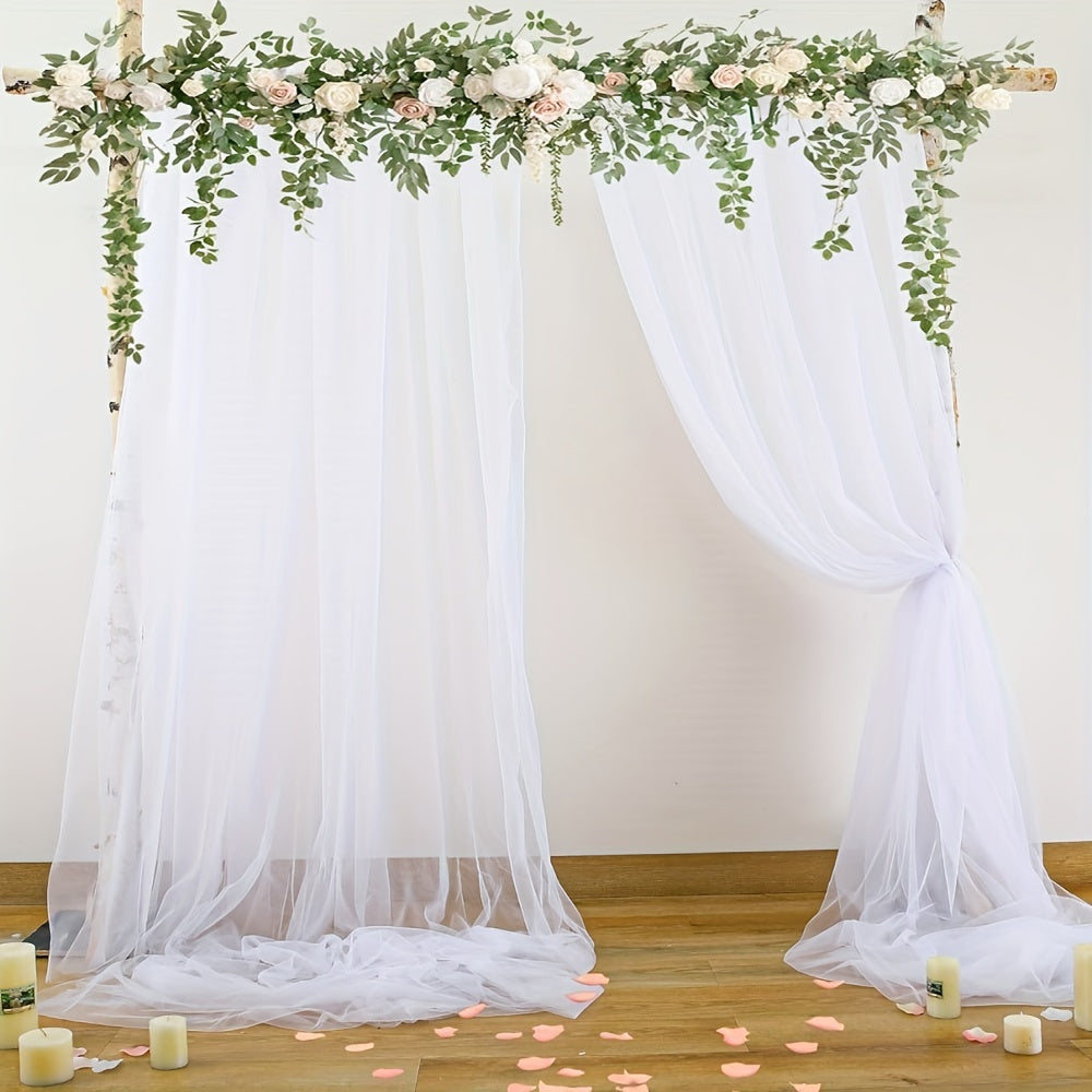 White Tulle Backdrop Curtain - Perfect for Parties, Weddings, and Home Decor - Size: 150*215cm