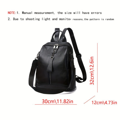 New 2024 fashion women's backpack made of genuine leather, featuring anti-theft design, large capacity, Korean style, adjustable strap, and zipper closure.