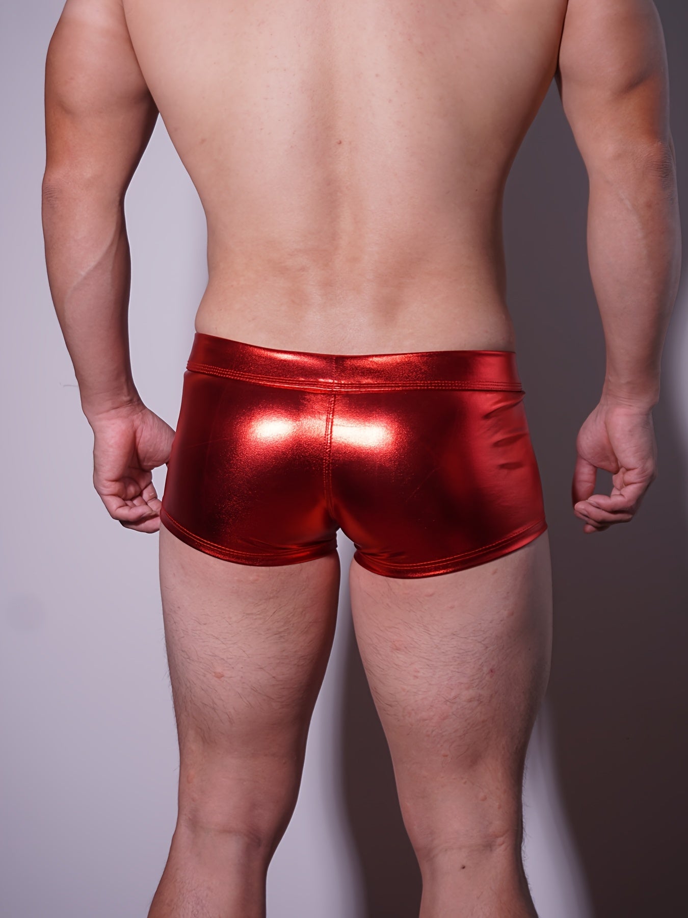 JOCKMAIL Men's Metallic Shiny Boxer Briefs - Gradient Color, Low-Rise, Durable Nylon Blend, Perfect for Parties & Daily Wear.