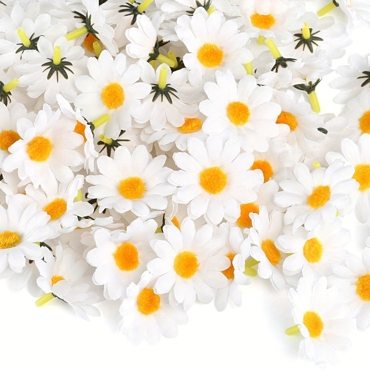 50 artificial white daisy and chrysanthemum flower heads for holiday wedding yard decor or DIY window background simulation flower decor.