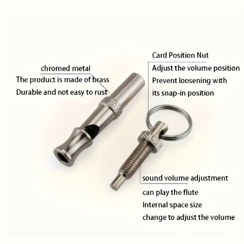 Adjustable frequency ultrasonic whistle for dog and pigeon training.